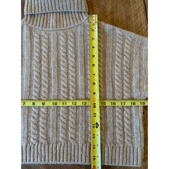 JONDIE Cable Knit Turtleneck Cropped Sweater | Beige | Women’s Small | Boxy Fit - Picture 8 of 9